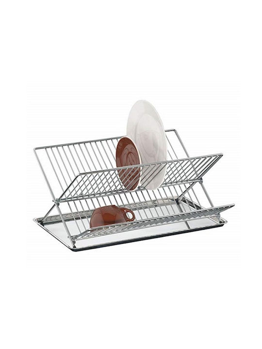 Dish Drainer Foldable from Stainless Steel in Silver Color 42.5x30x23cm