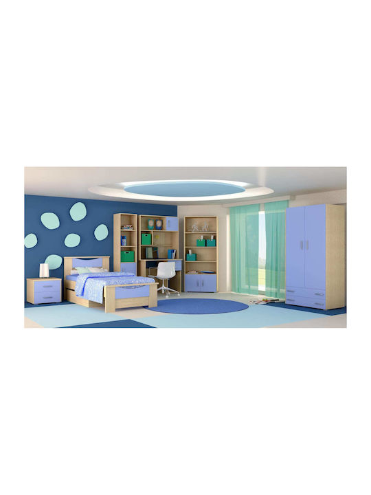 Kids Bedroom Set Smile Light Blue Oak 8pcs with...