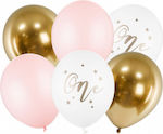 Set of 6 Balloons Latex Pink One