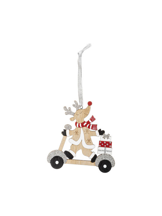 A-S Wooden Scooter Deer Hanging Ornament Deer Wooden Brown 12x20cm