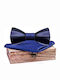Legend Accessories Σετ Ξύλινo Παπιγιόν με Μαντήλι Navy Μπλε