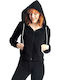 Women's Sweatshirt Jacket Hooded Black/Grey