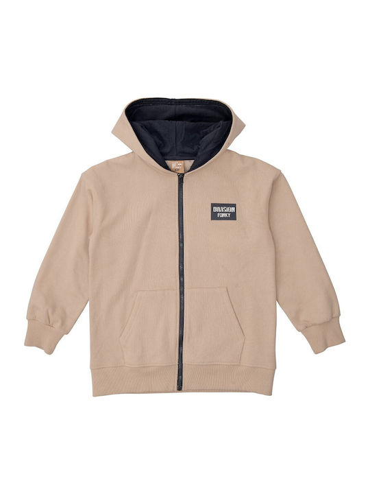 Kids Sweatshirt Cardigan Cotton with Hood Beige