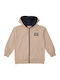 Kids Sweatshirt Cardigan Cotton with Hood Beige