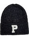 Sabrina Ribbed Beanie Cap Navy Blue
