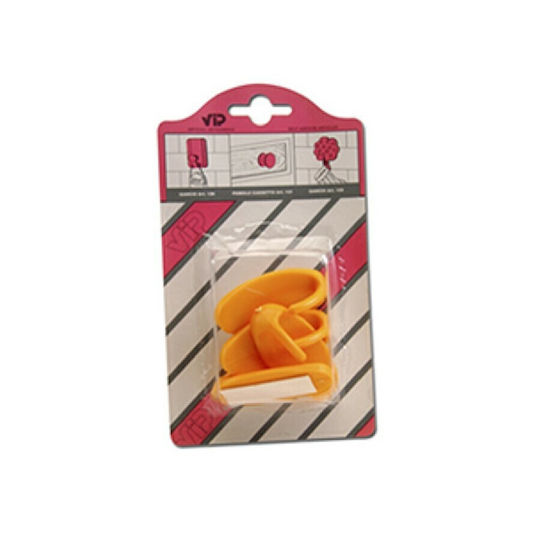 Plastic Hanger Kitchen Hook with Sticker Orange 4pcs 00140