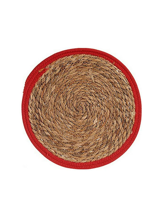 BigBuy Placemat Round Wicker Κόκκινο 35cm 1pcs