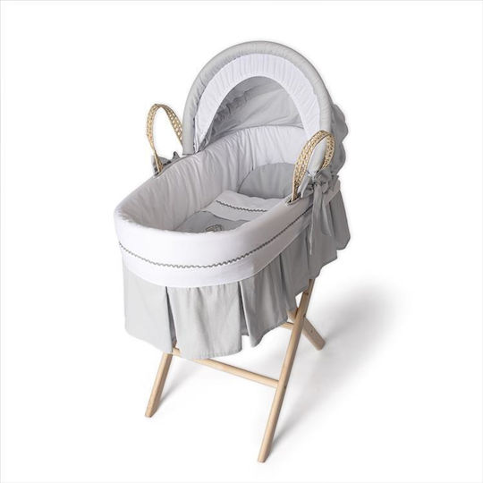 Funna Baby Moses Basket with Stand & Canopy Gray
