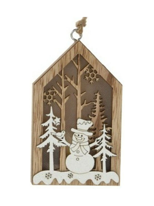 JK Home Decoration Christmas Wooden House Illuminated Ornament Brown 10x10cm