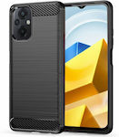 Tech-Protect Carbon Silicone Back Cover Black (Xiaomi Poco M5)