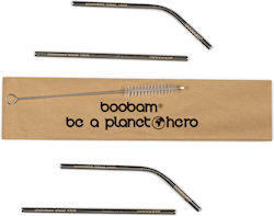 Boobam Straw Short Μεταλλικά Ασημί με Βουρτσάκι Boobam Straw Short Μεταλλικά Ασημί με Βουρτσάκι