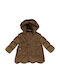 Kids' Quilted Jacket Long with Lining & Hood Brown