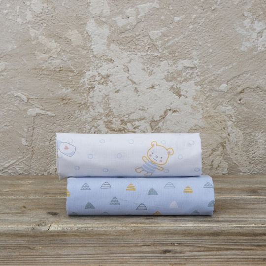 Nima Muffy Baby Sheets Set Cradle Cotton Light Blue 70x110cm 2pcs