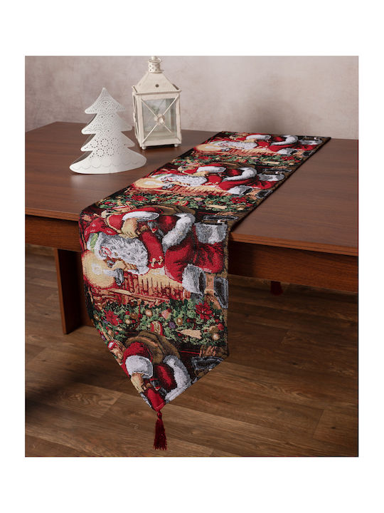 Silk Fashion Christmas Tablecloth Runner Fabric Multicolour L172xW35cm.