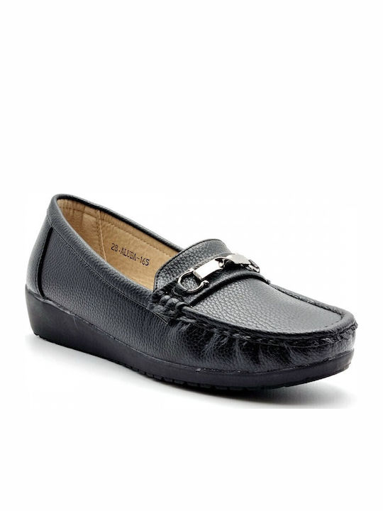Aluba Leather Women's Moccasins in Black Color
