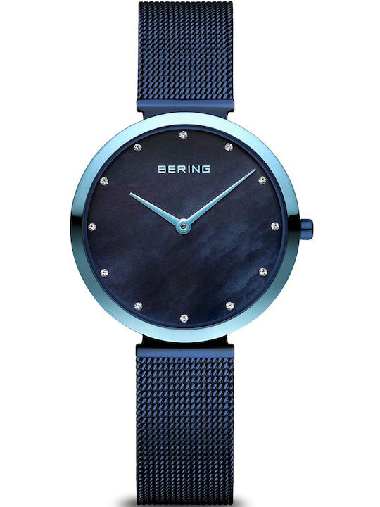 Bering Time Γυναικείο Ρολόι 32mm Μπαταρίας με Μπλε Κεραμικό Μπρασελέ