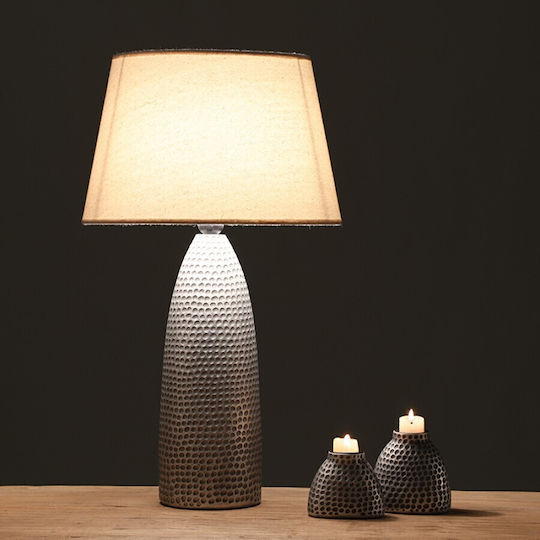 Etoile Ceramică Vintage Lampă de masă pentru Soclu E27 cu Abajur Alb și Bază Gri