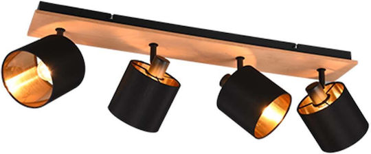 Trio Lighting Tommy Σποτ με 4 Φώτα και με Ντουί E14 σε Μαύρο Χρώμα