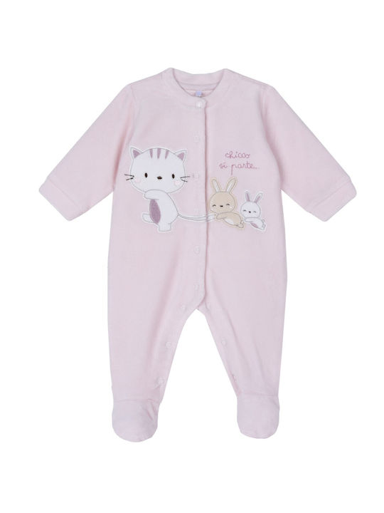 Chicco Set Baby Strampler Langärmliges Samt Rosa