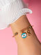 Natalie Gersa Women's Bracelet Handcuffs with Eye Design in Gold Plated Stainless Steel 21cm