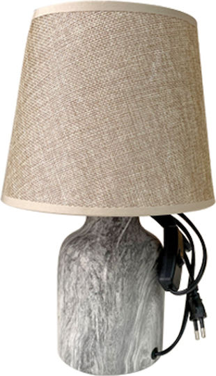 AGC Keramik Tischlampe mit Beige Schirm und Gray Basis