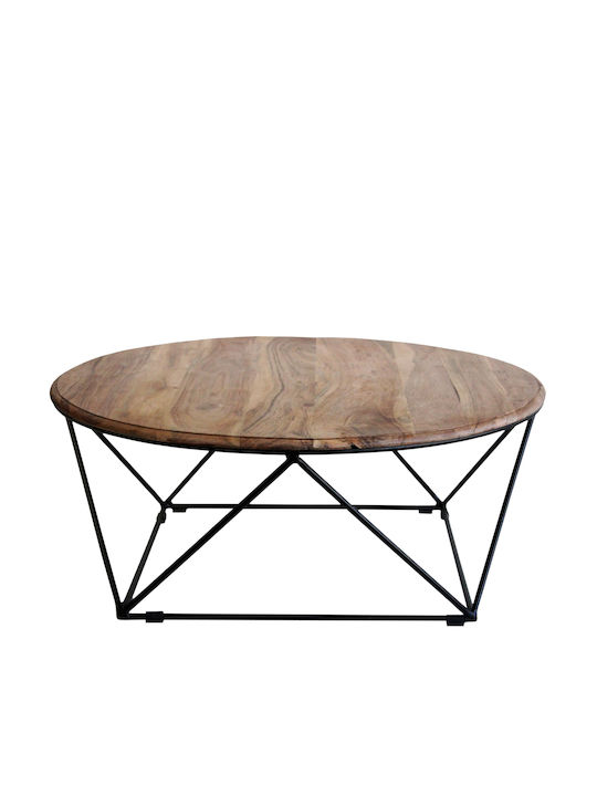 Fabian Round Solid Wood Coffee Table Natural L80xW80xH36cm 14540021