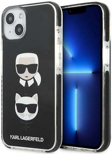 Karl Lagerfeld Karl & Choupette Heads Umschlag Rückseite Kunststoff / Silikon Schwarz (iPhone 13)