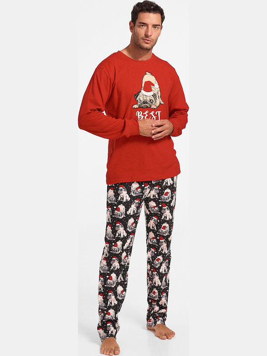 MEI Best Wishes Men's Winter Pajamas Set Red