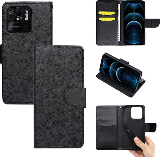 Sonique Trend Brieftasche Synthetisches Leder Schwarz (Redmi 10C)