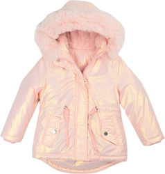 Εβίτα Kids Casual Jacket short with Lining & Protection Hood Pink