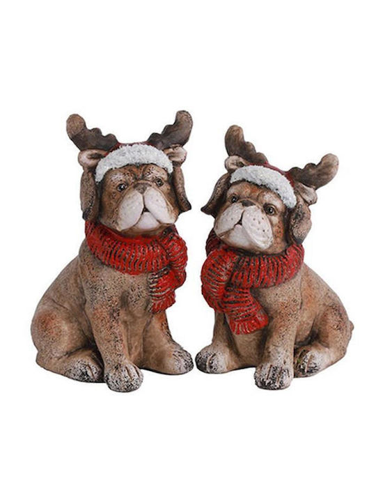 Atmosphera Christmas Figure Doggy Brown Height 16cm with a scarf 2pcs