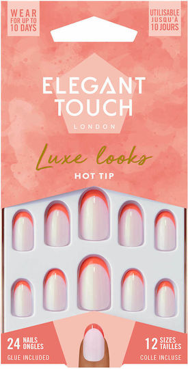 Elegant Touch Tips Νυχιών Γαλλικού σε Κοραλί Χρώμα 12τμχ 4022768