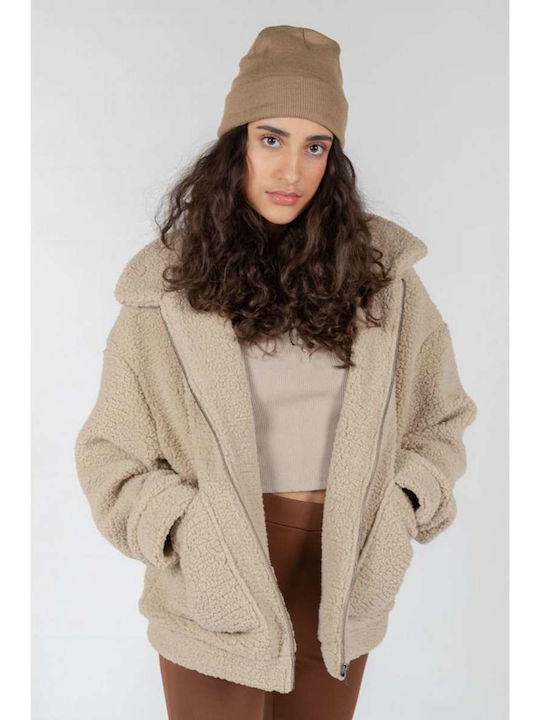 Kurz Damen Puffer Jacke für Winter Beige