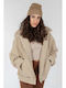 Kurz Damen Puffer Jacke für Winter Beige