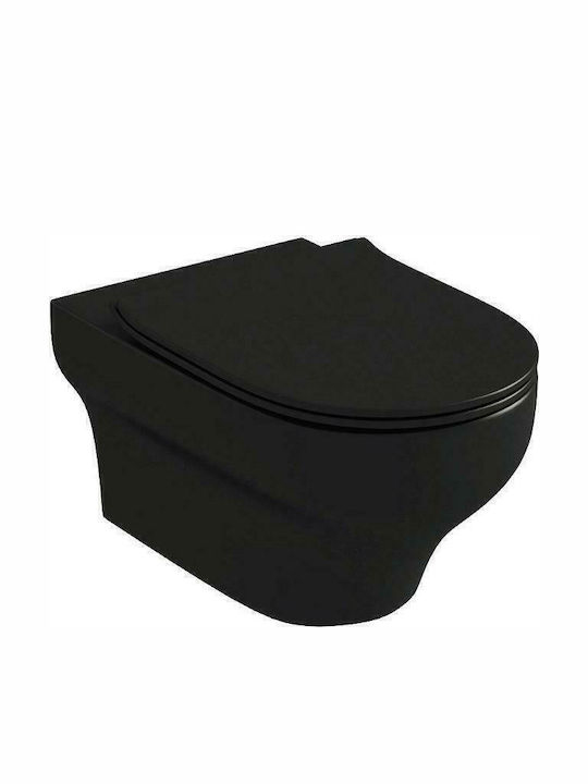 Orabella Olympia Clear Wandhängende Toilette Randlos mit Schlank Deckel Sanftes Schließen Nero Matt Orabella Olympia Clear Wandhängende Toilette Randlos mit Schlank Deckel Sanftes Schließen Nero Matt