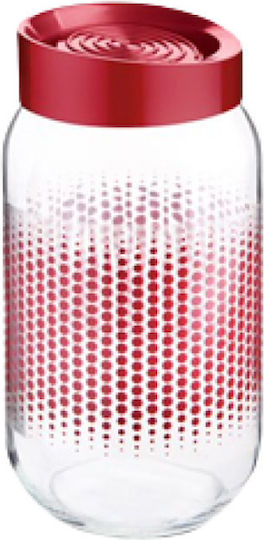 TnS General Use Glass Jar with Lid Red 1000ml