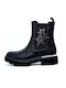 Leather Kids Boots with Zipper Black