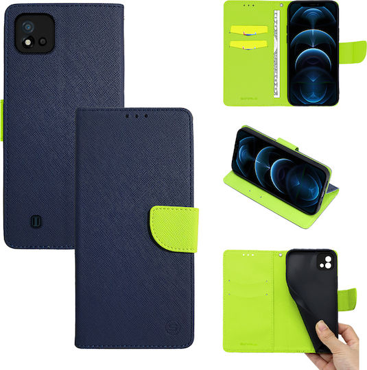 Sonique Trend Wallet Synthetic Leather Dark Blue / Acid Green (Realme C11 2021)