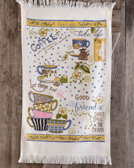 Rythmos Tea & Cake Handtuch aus 100% Baumwolle in Weiß Farbe 40x60cm Rythmos Tea & Cake Handtuch aus 100% Baumwolle in Weiß Farbe 40x60cm