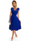 Summer Midi Dress for Wedding - Christening with Lace Blue