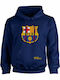 Fleece Παιδικό Φούτερ με Κουκούλα και Τσέπες Navy Μπλε Barcelona