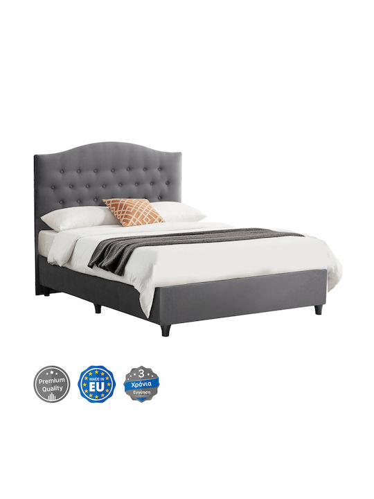 Malena Κρεβάτι Ημίδιπλο Επενδυμένο με Ύφασμα Γκρι για Στρώμα 120x200cm