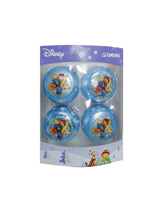 XMASfest Winnie The Pooh Christmas Ball Ornament Blue 7.5x7.5cm 4pcs