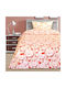 Lino Home Sheet Set Single Cotton Bear and Heart Brown 160x240cm 3pcs