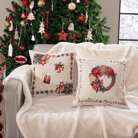 Teoran Christmas Decorative Square Pillowcase Vienna Multicolored 45x45cm (Μiscellaneous Designs)