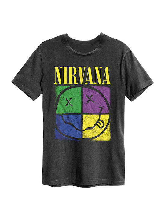 Amplified Four Squares Smiley T-shirt Nirvana Gray ZAV210NCF-M