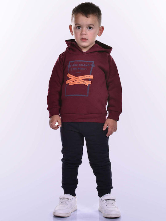 Joyce Kids Sweatpants Set Burgundy 2pcs