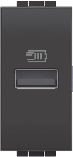 Legrand Bticino Walled Power Socket with 1 USB Port Black