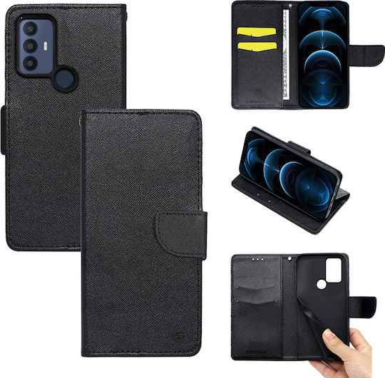 Sonique Trend Wallet Synthetic Leather Black (TCL 306 / 305 / 30 SE / 30E)