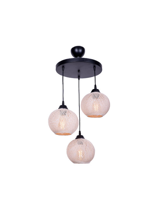 Megapap Riordan Pendant Lamp with Rope 3xE27 Black